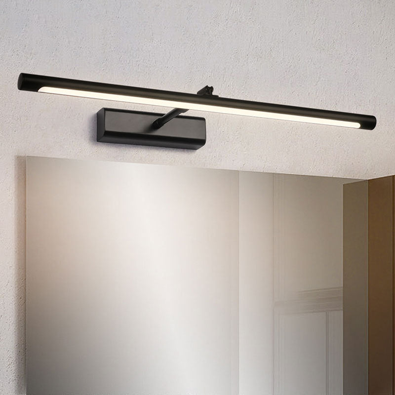 Tube LED Vanity Sconce Light Simple Metallic Bathroom Wall Mounted Light Fixture Black Single Arm Clearhalo 'Modern wall lights' 'Modern' 'Vanity Lights' 'Wall Lights' Lighting' 2467172