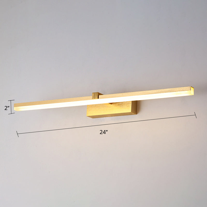 Gold Stick Shaped Bath Lighting Simplicity Metal LED Vanity Light Fixture for Bathroom Clearhalo 'Cast Iron' 'Glass' 'Industrial' 'Modern wall lights' 'Modern' 'Tiffany' 'Traditional wall lights' 'Vanity Lights' 'Wall Lights' Lighting' 2467180