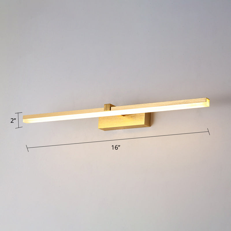 Gold Stick Shaped Bath Lighting Simplicity Metal LED Vanity Light Fixture for Bathroom Clearhalo 'Cast Iron' 'Glass' 'Industrial' 'Modern wall lights' 'Modern' 'Tiffany' 'Traditional wall lights' 'Vanity Lights' 'Wall Lights' Lighting' 2467181