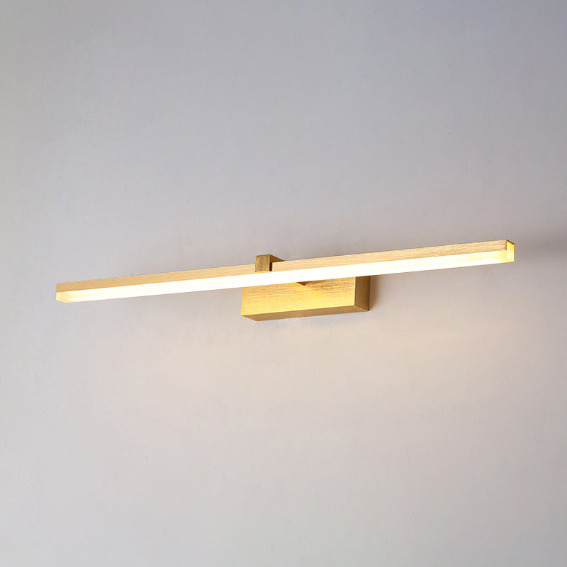 Gold Stick Shaped Bath Lighting Simplicity Metal LED Vanity Light Fixture for Bathroom Gold 16" Clearhalo 'Cast Iron' 'Glass' 'Industrial' 'Modern wall lights' 'Modern' 'Tiffany' 'Traditional wall lights' 'Vanity Lights' 'Wall Lights' Lighting' 2467182