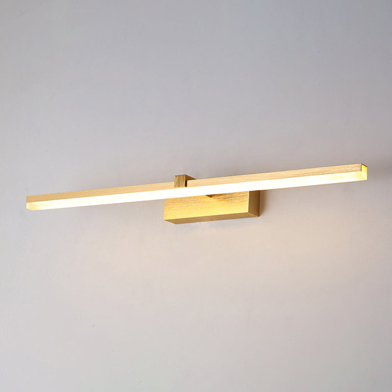 Gold Stick Shaped Bath Lighting Simplicity Metal LED Vanity Light Fixture for Bathroom Gold 24" Clearhalo 'Cast Iron' 'Glass' 'Industrial' 'Modern wall lights' 'Modern' 'Tiffany' 'Traditional wall lights' 'Vanity Lights' 'Wall Lights' Lighting' 2467183