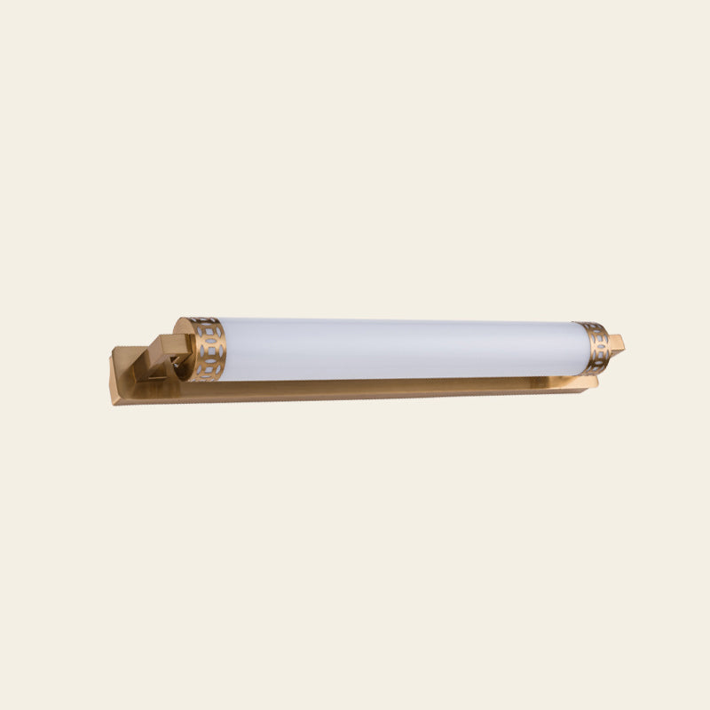 Bronze Cylindrical Vanity Lighting Minimalist Acrylic LED Wall Light Sconce for Bathroom Bronze 35.5" Clearhalo 'Cast Iron' 'Glass' 'Industrial' 'Modern wall lights' 'Modern' 'Tiffany' 'Traditional wall lights' 'Vanity Lights' 'Wall Lights' Lighting' 2467249