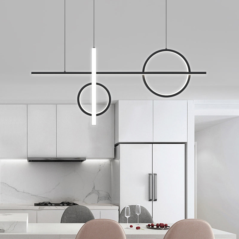 Crossed Island Pendant Light Novelty Minimalist Acrylic Black LED Suspension Light Black Clearhalo 'Ceiling Lights' 'Island Lights' Lighting' 2467262