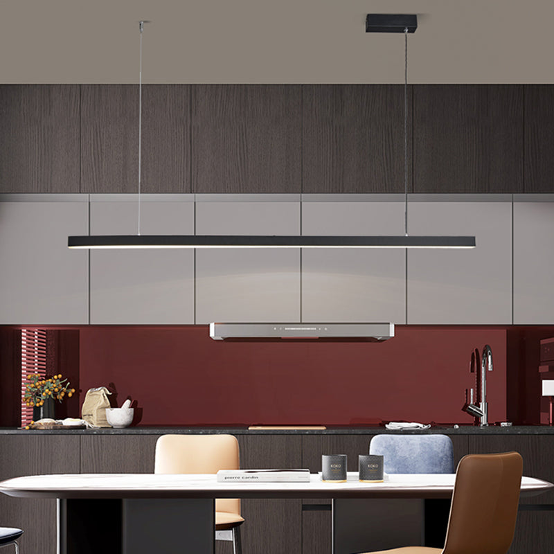 Metal Stick Suspended Lighting Fixture Simplicity LED Hanging Light for Dining Room Black Clearhalo 'Ceiling Lights' 'Island Lights' Lighting' 2467272