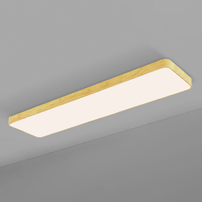 Light-Wood Grain Rectangle Flush Lamp Minimalistic LED Aluminum Flush Mount Ceiling Light Light Wood 59" Clearhalo 'Ceiling Lights' 'Close To Ceiling Lights' 'Close to ceiling' 'Flush mount' Lighting' 2467282