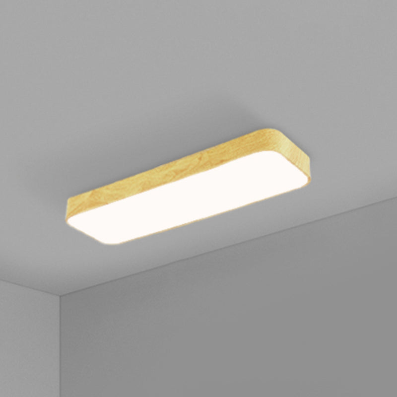 Light-Wood Grain Rectangle Flush Lamp Minimalistic LED Aluminum Flush Mount Ceiling Light Light Wood 23.5" Clearhalo 'Ceiling Lights' 'Close To Ceiling Lights' 'Close to ceiling' 'Flush mount' Lighting' 2467283