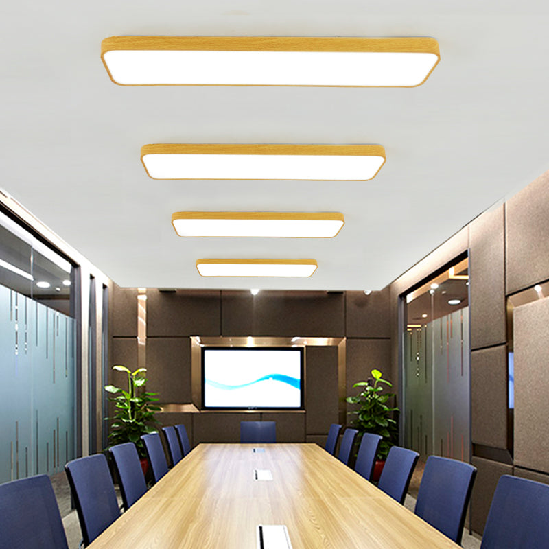 Light-Wood Grain Rectangle Flush Lamp Minimalistic LED Aluminum Flush Mount Ceiling Light Clearhalo 'Ceiling Lights' 'Close To Ceiling Lights' 'Close to ceiling' 'Flush mount' Lighting' 2467284