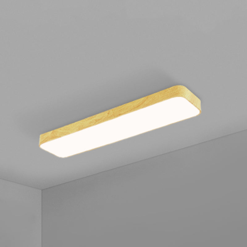 Light-Wood Grain Rectangle Flush Lamp Minimalistic LED Aluminum Flush Mount Ceiling Light Light Wood 35.5" Clearhalo 'Ceiling Lights' 'Close To Ceiling Lights' 'Close to ceiling' 'Flush mount' Lighting' 2467285