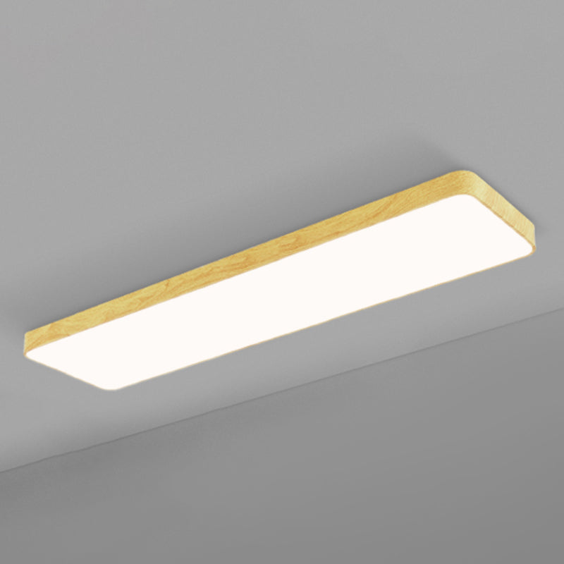 Light-Wood Grain Rectangle Flush Lamp Minimalistic LED Aluminum Flush Mount Ceiling Light Clearhalo 'Ceiling Lights' 'Close To Ceiling Lights' 'Close to ceiling' 'Flush mount' Lighting' 2467290