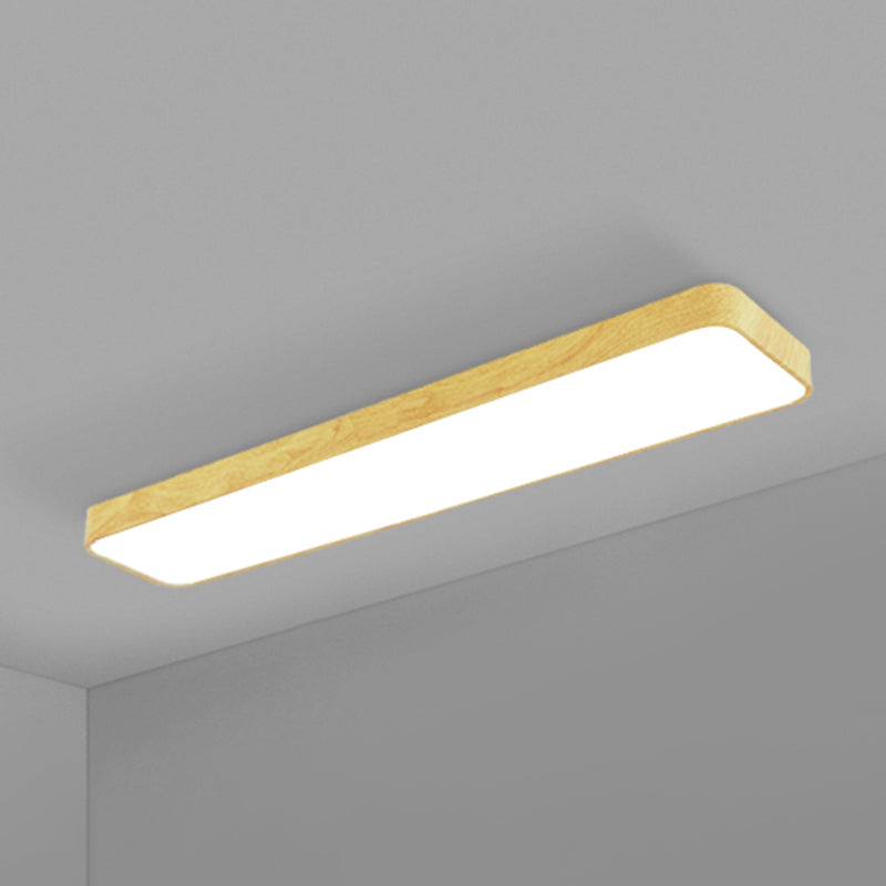 Light-Wood Grain Rectangle Flush Lamp Minimalistic LED Aluminum Flush Mount Ceiling Light Clearhalo 'Ceiling Lights' 'Close To Ceiling Lights' 'Close to ceiling' 'Flush mount' Lighting' 2467295
