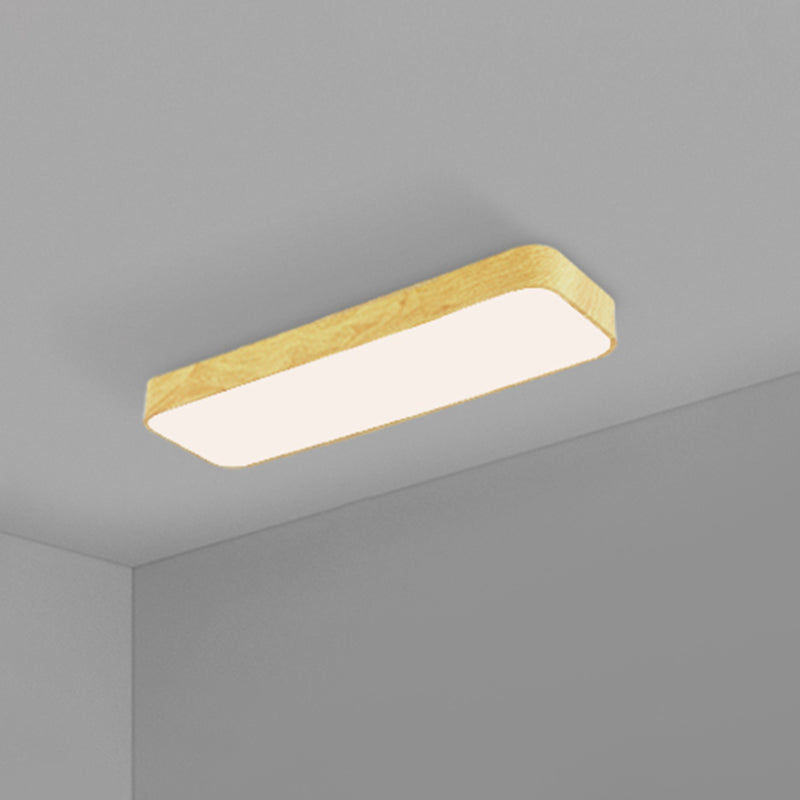 Light-Wood Grain Rectangle Flush Lamp Minimalistic LED Aluminum Flush Mount Ceiling Light Clearhalo 'Ceiling Lights' 'Close To Ceiling Lights' 'Close to ceiling' 'Flush mount' Lighting' 2467296