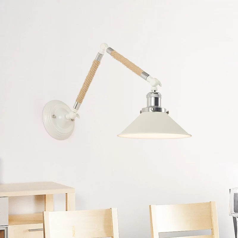 White Conical Task Wall Sconce Nordic Metal 1 Bulb Metal Wall Light ...