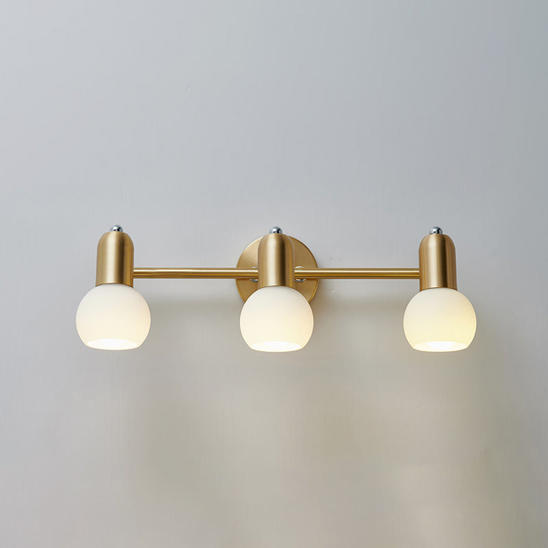 Swivelable Dome Milk Glass Vanity Light Postmodern Brass Wall Lamp Fixture for Bath 3.0 Brass Clearhalo 'Cast Iron' 'Glass' 'Industrial' 'Modern wall lights' 'Modern' 'Tiffany' 'Traditional wall lights' 'Vanity Lights' 'Wall Lights' Lighting' 2467341
