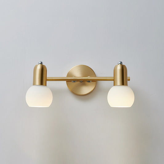 Swivelable Dome Milk Glass Vanity Light Postmodern Brass Wall Lamp Fixture for Bath 2.0 Brass Clearhalo 'Cast Iron' 'Glass' 'Industrial' 'Modern wall lights' 'Modern' 'Tiffany' 'Traditional wall lights' 'Vanity Lights' 'Wall Lights' Lighting' 2467342