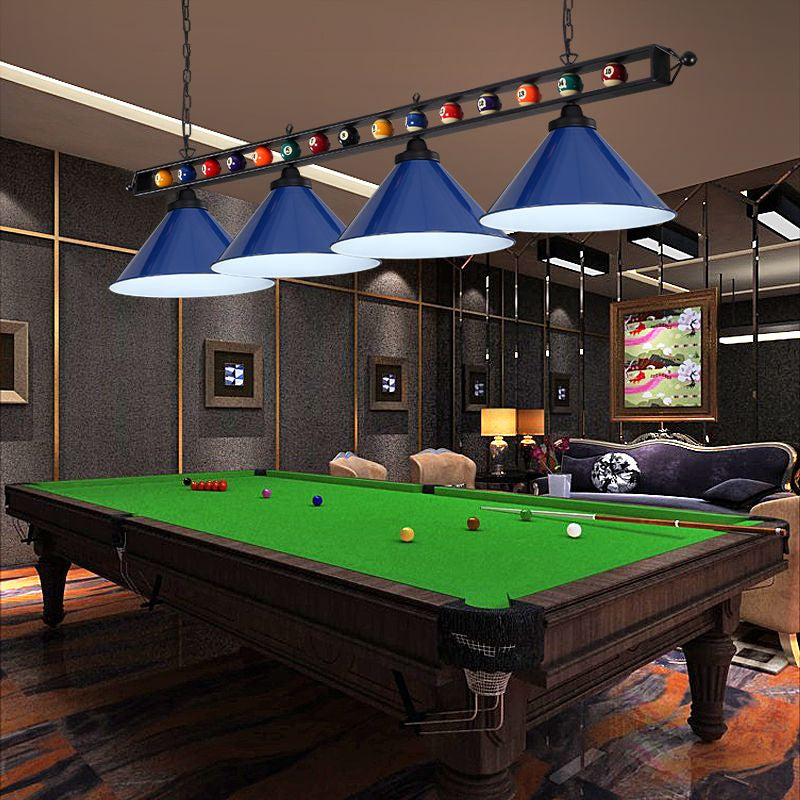 Conical Shade Billiard Lamp Industrial Style Metal Country Club Island Light with Rolled Edge Clearhalo 'Ceiling Lights' 'Island Lights' Lighting' 2467360