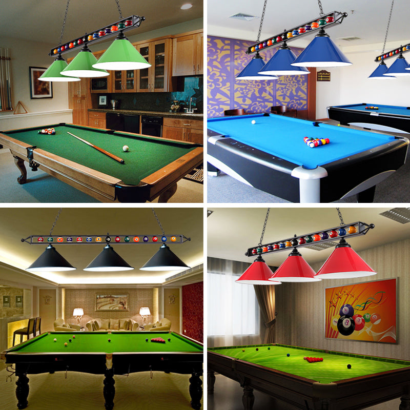 Conical Shade Billiard Lamp Industrial Style Metal Country Club Island Light with Rolled Edge Clearhalo 'Ceiling Lights' 'Island Lights' Lighting' 2467363