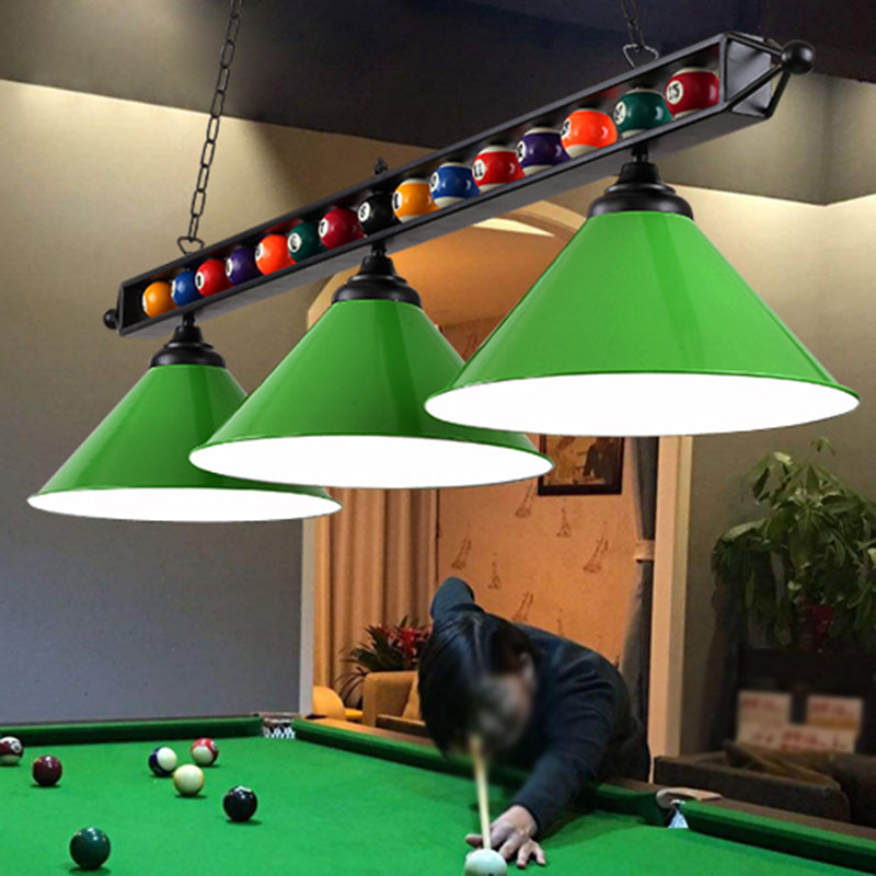 Conical Shade Billiard Lamp Industrial Style Metal Country Club Island Light with Rolled Edge Clearhalo 'Ceiling Lights' 'Island Lights' Lighting' 2467366