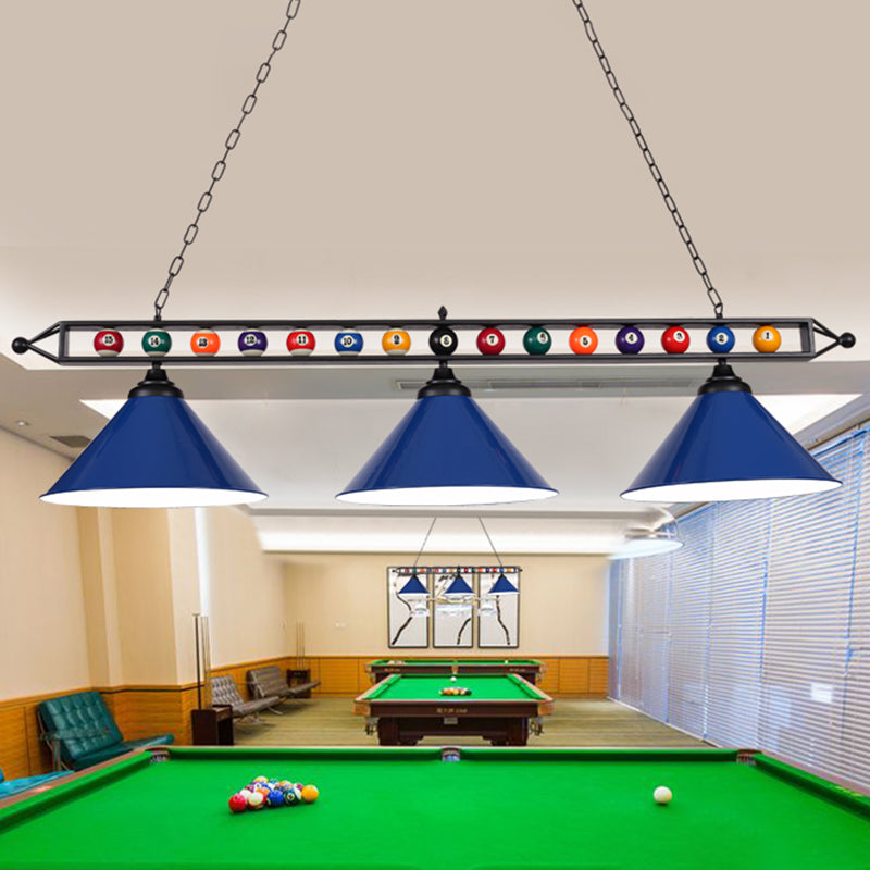 Conical Shade Billiard Lamp Industrial Style Metal Country Club Island Light with Rolled Edge Clearhalo 'Ceiling Lights' 'Island Lights' Lighting' 2467368