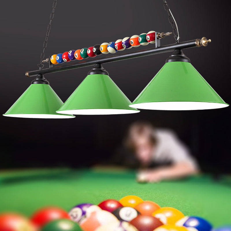 Conical Shade Billiard Lamp Industrial Style Metal Country Club Island Light with Rolled Edge Clearhalo 'Ceiling Lights' 'Island Lights' Lighting' 2467371