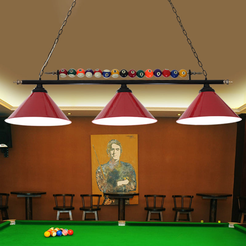 Conical Shade Billiard Lamp Industrial Style Metal Country Club Island Light with Rolled Edge Clearhalo 'Ceiling Lights' 'Island Lights' Lighting' 2467375