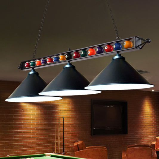Conical Shade Billiard Lamp Industrial Style Metal Country Club Island Light with Rolled Edge Clearhalo 'Ceiling Lights' 'Island Lights' Lighting' 2467377