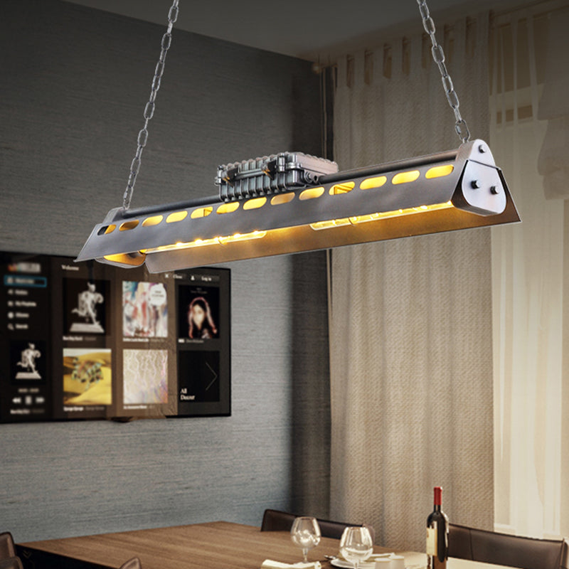 Triangular Metal Island Lighting Fixture Loft Style 1 Head Restaurant Billiard Lamp Clearhalo 'Ceiling Lights' 'Island Lights' Lighting' 2467385