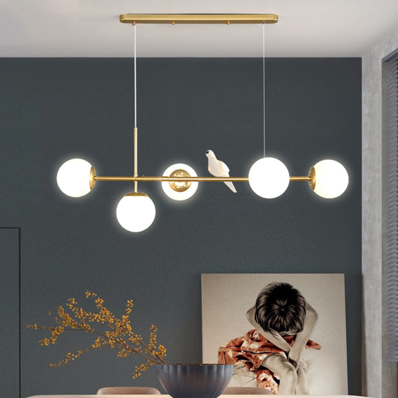 Modo Island Light Postmodern Glass 5-Light Suspended Lighting Fixture for Restaurant Clearhalo 'Ceiling Lights' 'Island Lights' Lighting' 2467396