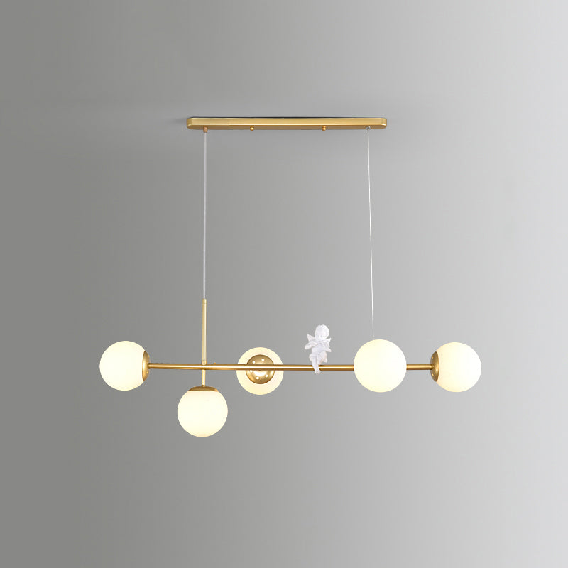 Modo Island Light Postmodern Glass 5-Light Suspended Lighting Fixture for Restaurant Gold Milk White Angel Clearhalo 'Ceiling Lights' 'Island Lights' Lighting' 2467397