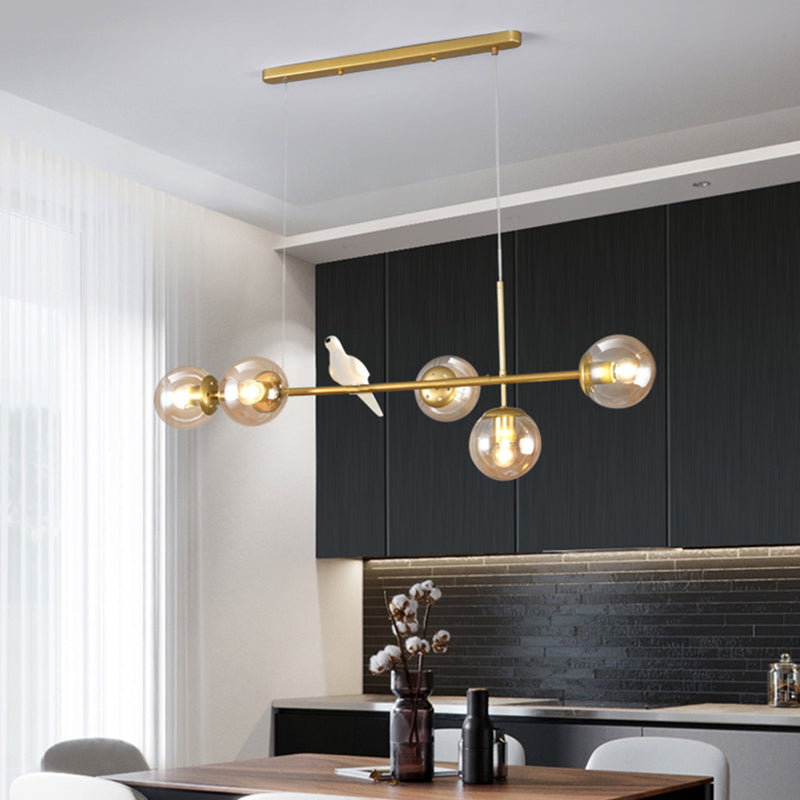 Modo Island Light Postmodern Glass 5-Light Suspended Lighting Fixture for Restaurant Clearhalo 'Ceiling Lights' 'Island Lights' Lighting' 2467399