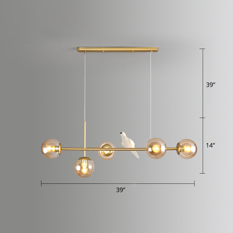 Modo Island Light Postmodern Glass 5-Light Suspended Lighting Fixture for Restaurant Clearhalo 'Ceiling Lights' 'Island Lights' Lighting' 2467415