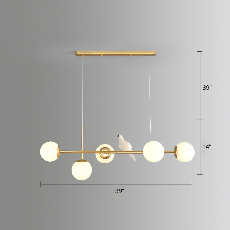 Modo Island Light Postmodern Glass 5-Light Suspended Lighting Fixture for Restaurant Clearhalo 'Ceiling Lights' 'Island Lights' Lighting' 2467417