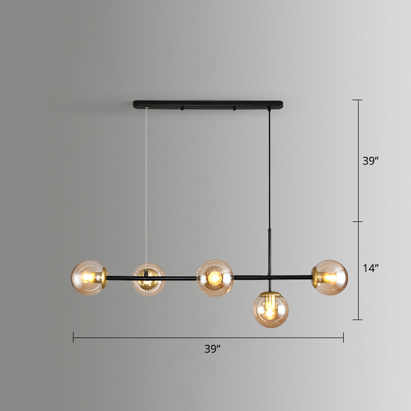 Modo Island Light Postmodern Glass 5-Light Suspended Lighting Fixture for Restaurant Clearhalo 'Ceiling Lights' 'Island Lights' Lighting' 2467420