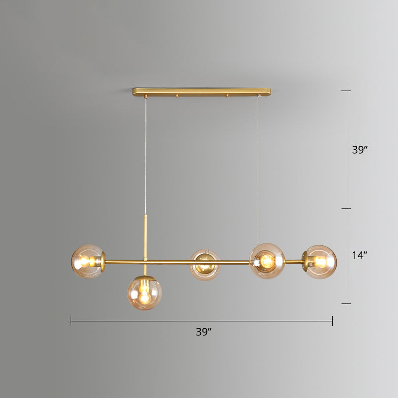 Modo Island Light Postmodern Glass 5-Light Suspended Lighting Fixture for Restaurant Clearhalo 'Ceiling Lights' 'Island Lights' Lighting' 2467421