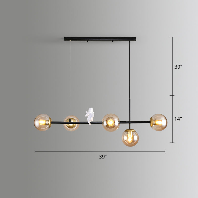 Modo Island Light Postmodern Glass 5-Light Suspended Lighting Fixture for Restaurant Clearhalo 'Ceiling Lights' 'Island Lights' Lighting' 2467422