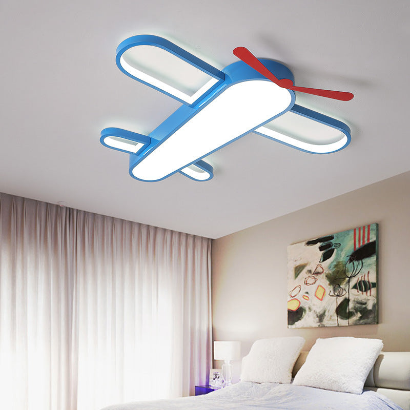 Cartoon Airplane LED Ceiling Lighting Metal Kids Bedroom Flush Mount Light in Blue Clearhalo 'Ceiling Lights' 'Close To Ceiling Lights' 'Close to ceiling' 'Flush mount' Lighting' 2467441