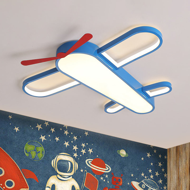 Cartoon Airplane LED Ceiling Lighting Metal Kids Bedroom Flush Mount Light in Blue Clearhalo 'Ceiling Lights' 'Close To Ceiling Lights' 'Close to ceiling' 'Flush mount' Lighting' 2467442