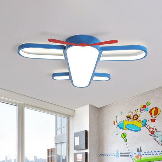 Cartoon Airplane LED Ceiling Lighting Metal Kids Bedroom Flush Mount Light in Blue Clearhalo 'Ceiling Lights' 'Close To Ceiling Lights' 'Close to ceiling' 'Flush mount' Lighting' 2467443