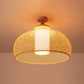 Criss-Cross Woven Bamboo Ceiling Lamp Asian 1-Bulb Wood Flush Mount Light Fixture for Bedroom Wood Bowl Clearhalo 'Ceiling Lights' 'Close To Ceiling Lights' 'Close to ceiling' Lighting' 2467465