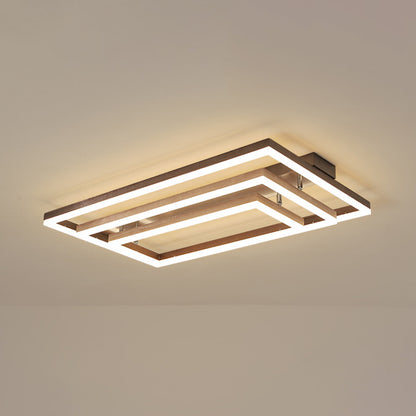 Multi-Tiered Rectangle Ceiling Lamp Minimalist Metal Living Room LED Flush Mount Lighting in Brown Brown 3 Tiers Clearhalo 'Ceiling Lights' 'Close To Ceiling Lights' 'Close to ceiling' Lighting' 2467476