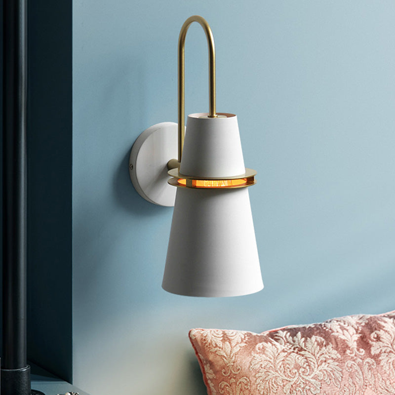Nordic Horn Shaped Wall Mount Lighting Metal 1 Head Bedroom Reading Lamp with Slit White Clearhalo 'Wall Lamps & Sconces' 'Wall Lights' Lighting' 2467487