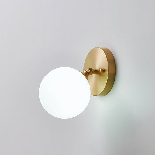 Small Corridor Rotatable Wall Sconce Glass Single Postmodern Wall Mounted Light in Brass Clearhalo 'Cast Iron' 'Glass' 'Industrial' 'Modern wall lights' 'Modern' 'Tiffany' 'Traditional wall lights' 'Wall Lamps & Sconces' 'Wall Lights' Lighting' 2467495