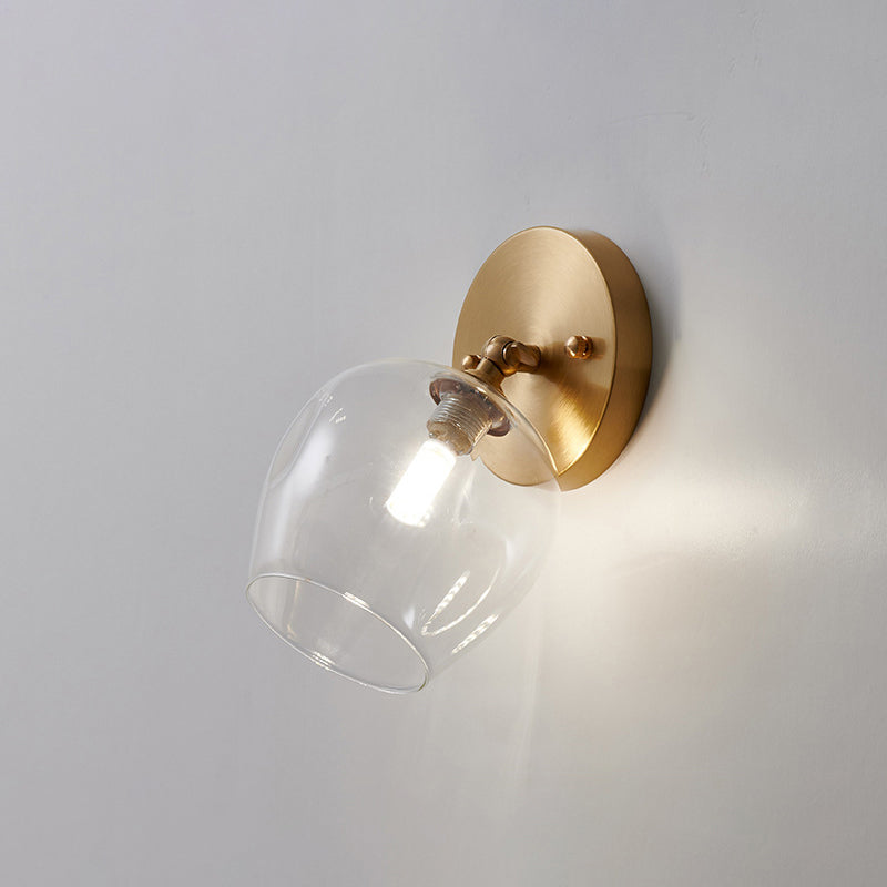 Small Corridor Rotatable Wall Sconce Glass Single Postmodern Wall Mounted Light in Brass Brass Wine Glass Clearhalo 'Cast Iron' 'Glass' 'Industrial' 'Modern wall lights' 'Modern' 'Tiffany' 'Traditional wall lights' 'Wall Lamps & Sconces' 'Wall Lights' Lighting' 2467498