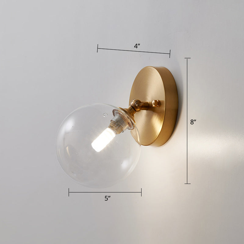 Small Corridor Rotatable Wall Sconce Glass Single Postmodern Wall Mounted Light in Brass Clearhalo 'Cast Iron' 'Glass' 'Industrial' 'Modern wall lights' 'Modern' 'Tiffany' 'Traditional wall lights' 'Wall Lamps & Sconces' 'Wall Lights' Lighting' 2467508
