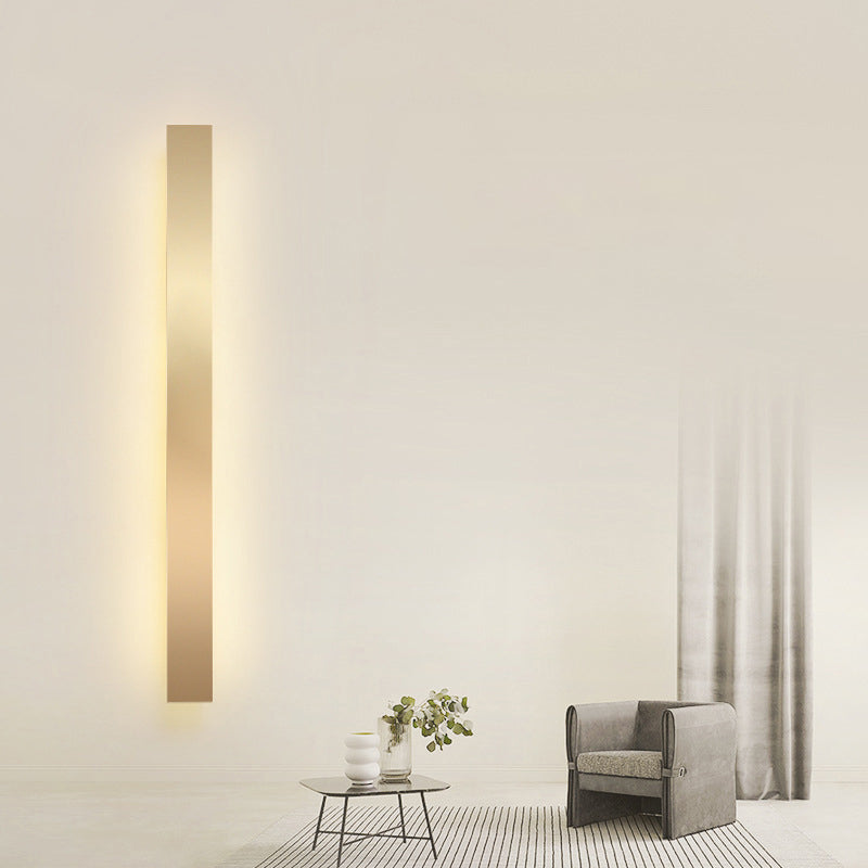 Aluminum Bar Shaped Flush Wall Sconce Minimalist Gold Plated LED Wall Light for Living Room Clearhalo 'Cast Iron' 'Glass' 'Industrial' 'Modern wall lights' 'Modern' 'Tiffany' 'Traditional wall lights' 'Wall Lamps & Sconces' 'Wall Lights' Lighting' 2467509