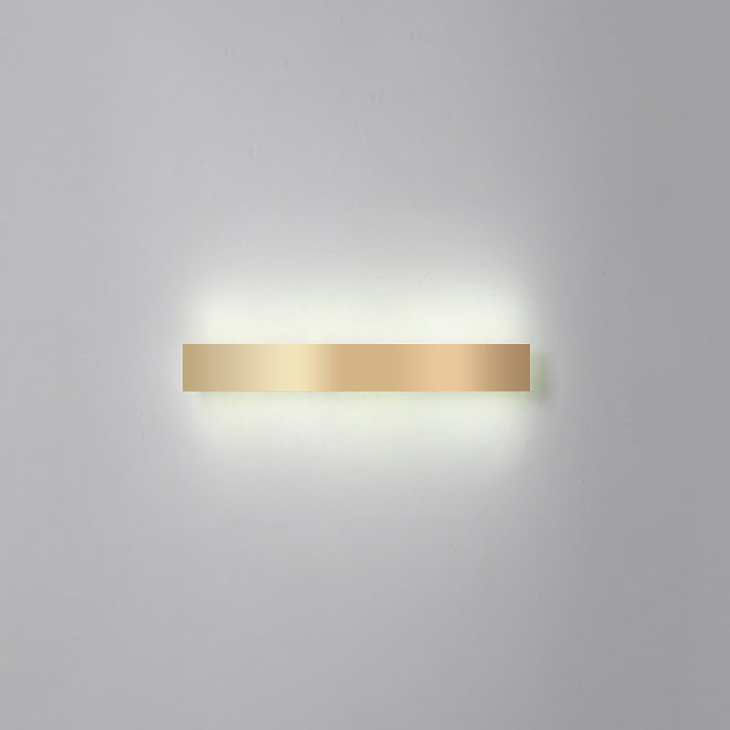 Aluminum Bar Shaped Flush Wall Sconce Minimalist Gold Plated LED Wall Light for Living Room Gold 23.5" White Clearhalo 'Cast Iron' 'Glass' 'Industrial' 'Modern wall lights' 'Modern' 'Tiffany' 'Traditional wall lights' 'Wall Lamps & Sconces' 'Wall Lights' Lighting' 2467510