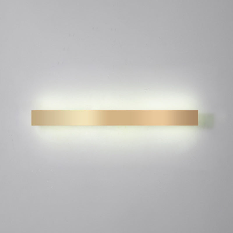 Aluminum Bar Shaped Flush Wall Sconce Minimalist Gold Plated LED Wall Light for Living Room Gold 59" White Clearhalo 'Cast Iron' 'Glass' 'Industrial' 'Modern wall lights' 'Modern' 'Tiffany' 'Traditional wall lights' 'Wall Lamps & Sconces' 'Wall Lights' Lighting' 2467512