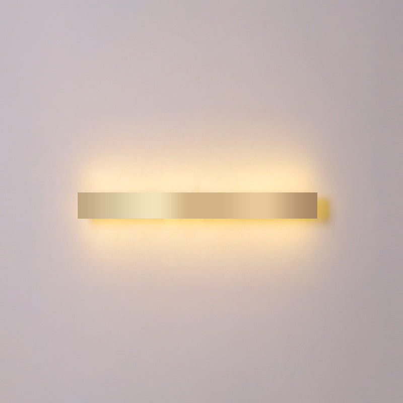 Aluminum Bar Shaped Flush Wall Sconce Minimalist Gold Plated LED Wall Light for Living Room Gold 39.5" Warm Clearhalo 'Cast Iron' 'Glass' 'Industrial' 'Modern wall lights' 'Modern' 'Tiffany' 'Traditional wall lights' 'Wall Lamps & Sconces' 'Wall Lights' Lighting' 2467513