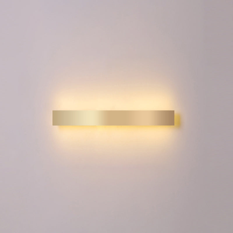 Aluminum Bar Shaped Flush Wall Sconce Minimalist Gold Plated LED Wall Light for Living Room Gold 31.5" Warm Clearhalo 'Cast Iron' 'Glass' 'Industrial' 'Modern wall lights' 'Modern' 'Tiffany' 'Traditional wall lights' 'Wall Lamps & Sconces' 'Wall Lights' Lighting' 2467515