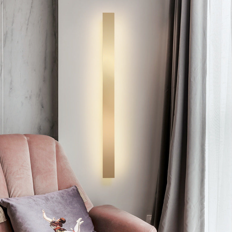 Aluminum Bar Shaped Flush Wall Sconce Minimalist Gold Plated LED Wall Light for Living Room Clearhalo 'Cast Iron' 'Glass' 'Industrial' 'Modern wall lights' 'Modern' 'Tiffany' 'Traditional wall lights' 'Wall Lamps & Sconces' 'Wall Lights' Lighting' 2467516