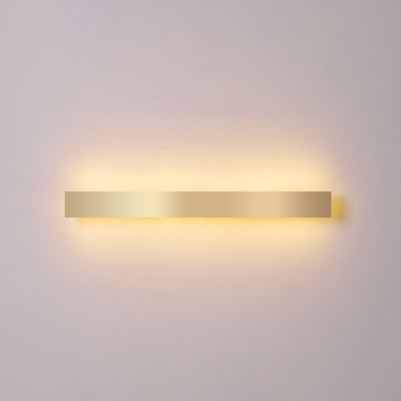 Aluminum Bar Shaped Flush Wall Sconce Minimalist Gold Plated LED Wall Light for Living Room Gold 47.5" Warm Clearhalo 'Cast Iron' 'Glass' 'Industrial' 'Modern wall lights' 'Modern' 'Tiffany' 'Traditional wall lights' 'Wall Lamps & Sconces' 'Wall Lights' Lighting' 2467520